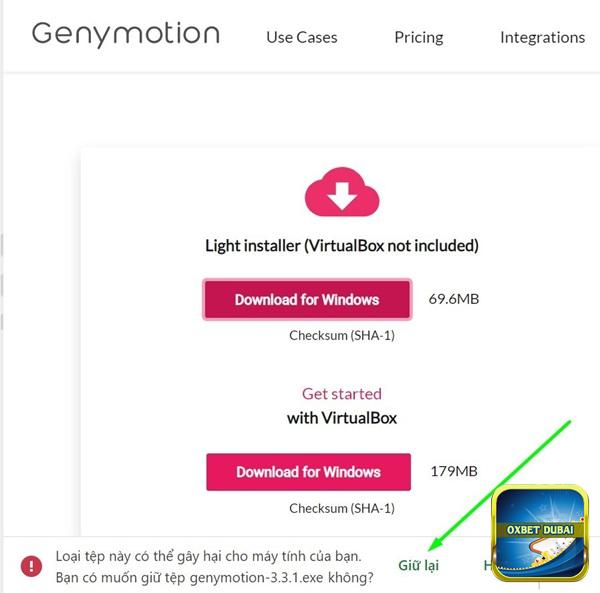 Nhấn “Giữ lại” để tiếp tục